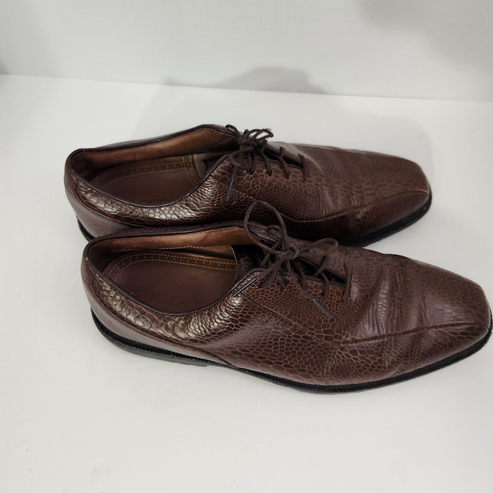 Footjoy Icon Leather Golf Shoe Lace Up Oxford Men 10.5 M Brown Snake spikeless - Picture 9 of 14